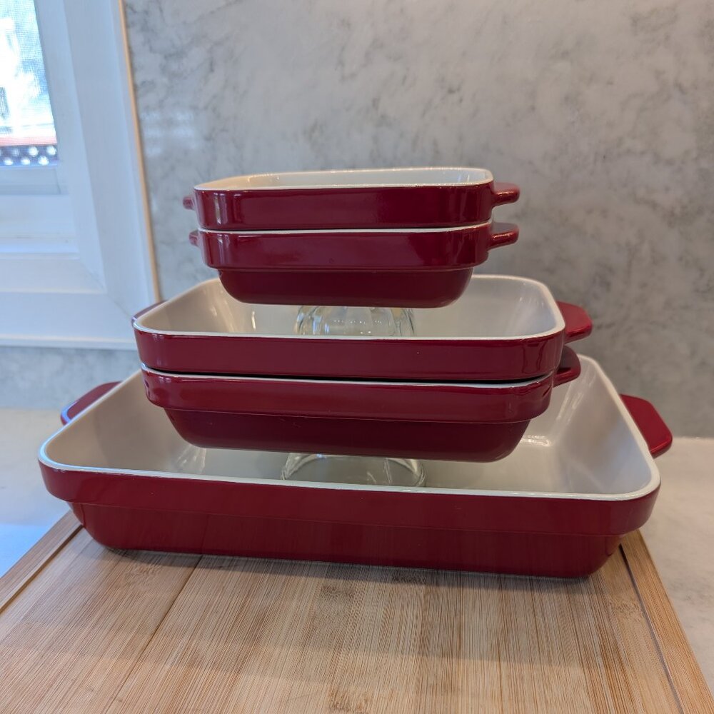 Kitchen Aid Stoneware Bake Set, Red and White